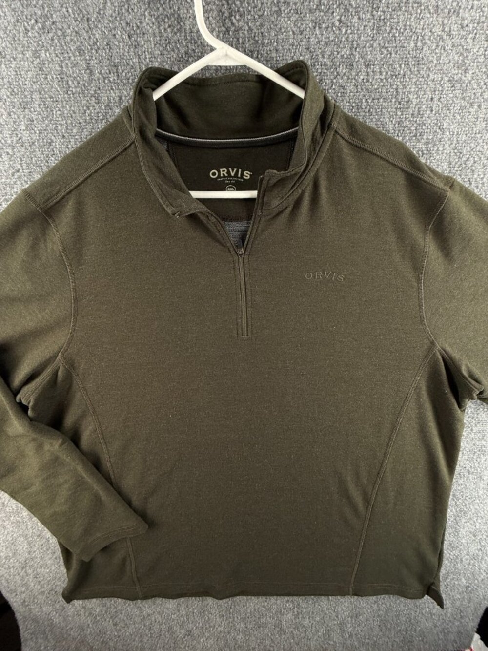 Orvis 1/4 Zip Sweatshirt Men 2XL Green Soft Stretch Lightweight Rayon Blend
